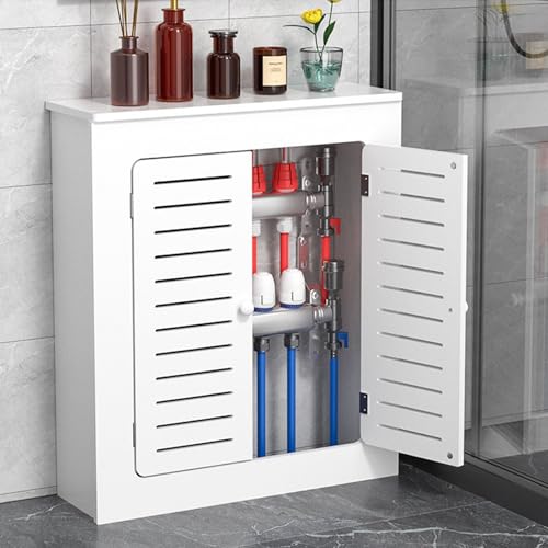Moderne Heizkörperverkleidung mit Lamellengitter und Ablage, MDF-Heizschrank für Wohnzimmer und Badezimmer, dekorativer Aufbewahrungs-Organizer mit 2 Türen von Generisch