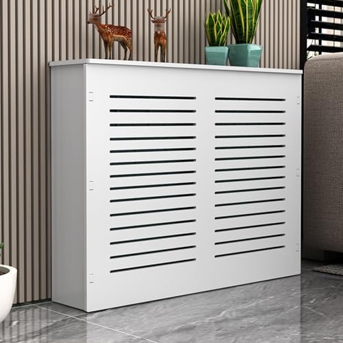 Moderne Holz-MDF-Heizkörperverkleidung Regal mit horizontalen Lamellen, stilvolle Wärmeabdeckung für hohe Heizkörper, verschönert Wohnzimmer, Schlafzimmer, Flur Ästhetik von Generisch