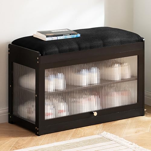 Moderne Industrie Schuhbank mit weichem Kissen schmaler Eingangshocker für Wohnzimmer, Schlafzimmer & Badezimmer, einfache Montage, 50 cm breit von Generisch