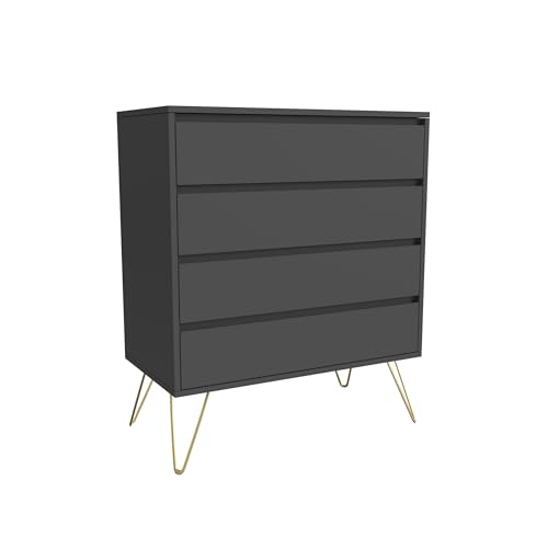 Moderne Kommode aus Holz mit 4 Schubladen und Metallbeinen – stilvolle Aufbewahrungslösung für Kleidungsutensilien und Schlafzimmer – zeitgenössisches Möbelakzent Moderne Kommode aus Holz mit 4 Schubladen und Metallbeinen – stilvolle Aufbewahrungslösung für Kleidungsutensilien und Schlafzimmer – zeitgenössisches Möbelakzent von Generisch