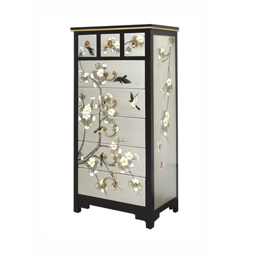 Moderne Kommode mit 8 Schubladen, Holztruhe mit Messinggriffen, Schubladenschrank mit großem Fassungsvermögen, für Wohnzimmer, Schlafzimmer, Flur Moderne Kommode mit 8 Schubladen, Holztruhe mit Messinggriffen, Schubladenschrank mit großem Fassungsvermögen, für Wohnzimmer, Schlafzimmer, Flur von Generisch