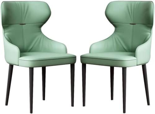 Moderne Küchen-Esszimmerstühle, 2er-Set, Leder-Seitenstuhl, ergonomischer Sitz, stabile Metallbeine aus Kohlenstoffstahl(Green) von Generisch