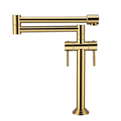 Moderne Küchenarmatur aus Messing, faltbar, 1-Loch-Design, Doppelgriff, Warm- und Kaltwasserhahn, stilvolles Gold-Finish für moderne Küchen Moderne Küchenarmatur aus Messing, faltbar, 1-Loch-Design, Doppelgriff, Warm- und Kaltwasserhahn, stilvolles Gold-Finish für moderne Küchen von Generisch