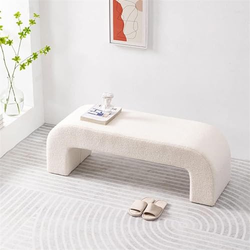 Moderne Kunstfell-Eingangsbank für Schlafzimmer, Flur, Bett-Ottomane mit Sherpa-Samt-Akzent von Generisch