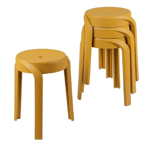 Moderne Kunststoffhocker 4er Set, 45 cm runde Stapelstühle für den Innen- und Außenbereich, stilvolles Wirbel-Design Moderne Kunststoffhocker 4er Set, 45 cm runde Stapelstühle für den Innen- und Außenbereich, stilvolles Wirbel-Design von Generisch