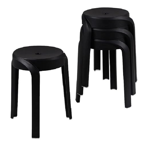 Moderne Kunststoffhocker 4er Set, 45 cm runde Stapelstühle für den Innen- und Außenbereich, stilvolles Wirbel-Design von Generisch