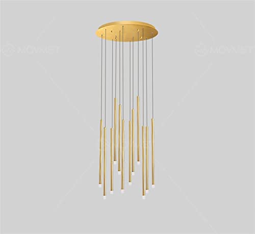 Moderne LED-Kronleuchter-Pendelleuchte, verstellbar, langes Rohr-Design, für Wohn- und Esszimmer, Duplex-Drehgelenk, stilvolle große Hängelampe für besseres Leben und Heimdekoration von Generisch