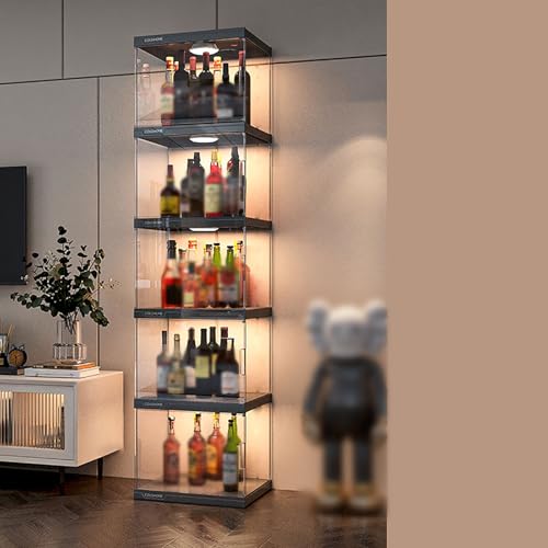 Moderne LED Weinaufbewahrung Vitrine, Transparent Multifunktional Rack für Home Bar, Esszimmer, Küche, Wohnzimmer von Generisch