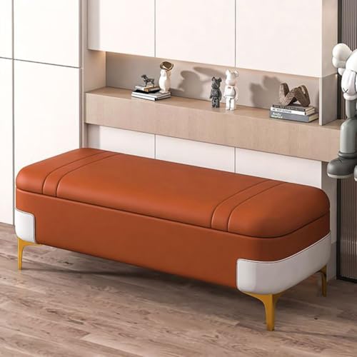 Moderne Leder-Aufbewahrungsbank, Fußhocker, Sofa-Bank mit Abdeckung, Bettendbank, Aufbewahrung, gepolsterte Schlafzimmerbank für das Ende des Bettes, geeignet für Eingangsbereich, Wohnzimmer von Generisch