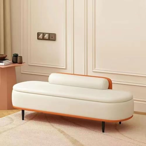 Moderne Leder-Aufbewahrungsbank mit Matratze, gepolsterter Fußhocker & Behälter, vielseitige Sofa-Bank für Wohnzimmereingang & Esszimmer, stilvoller Pouf & Fußstütze von Generisch
