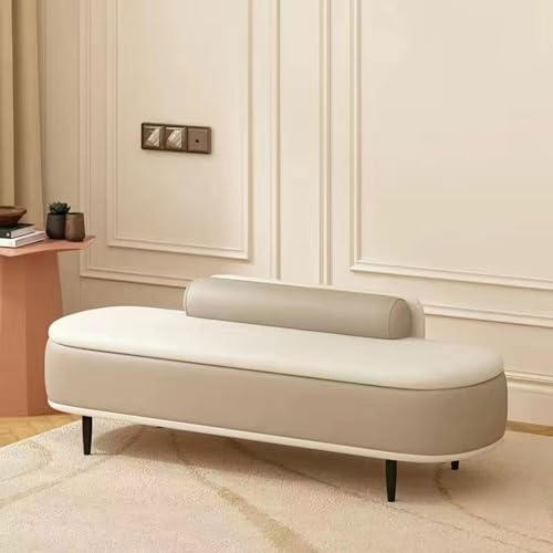 Moderne Leder-Aufbewahrungsbank mit gepolstertem Sitz, stilvolle Fußstütze und Matratzenbehälter für Wohnzimmer, Schlafzimmer, Eingangsbereich, Esszimmer, vielseitige Sitzpuff-Lösung von Generisch