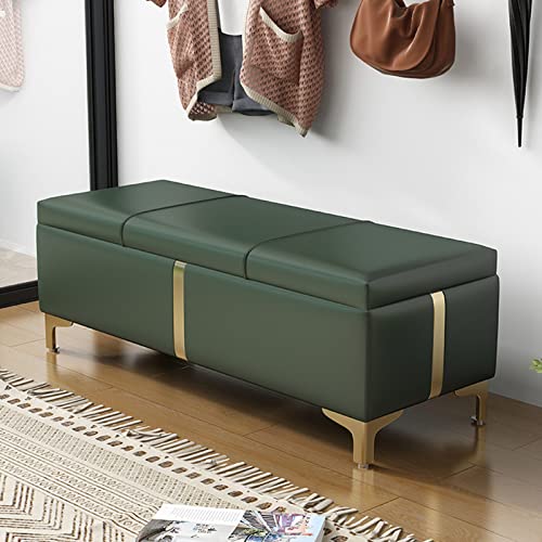 Moderne Leder-Bank mit multifunktionalen Metallbeinen und Sicherheitsscharnier, Ottoman-Bank für Schlafzimmer, Wohnzimmer, Eingangsbereich Moderne Leder-Bank mit multifunktionalen Metallbeinen und Sicherheitsscharnier, Ottoman-Bank für Schlafzimmer, Wohnzimmer, Eingangsbereich von Generisch