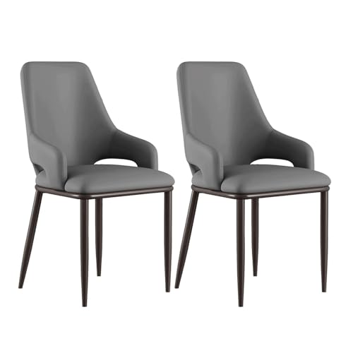 Moderne Leder gepolsterte Esszimmerstühle 2er Set mit Armlehnen und hoher Rückenlehne Metallbeine Küchenstühle für Esszimmer von Generisch