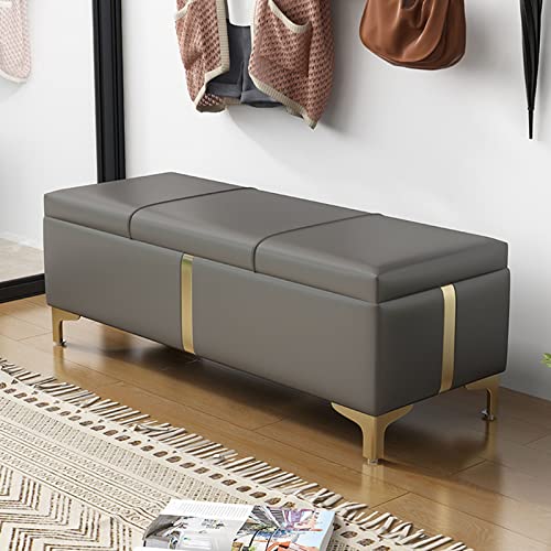 Moderne Lederbank mit Metallbeinen und Sicherheitsscharnier, gepolsterte Schlafzimmerbank für Schlafzimmer, Wohnzimmer, Eingangsbereich, multifunktionale Aufbewahrung, Ottomane Moderne Lederbank mit Metallbeinen und Sicherheitsscharnier, gepolsterte Schlafzimmerbank für Schlafzimmer, Wohnzimmer, Eingangsbereich, multifunktionale Aufbewahrung, Ottomane von Generisch
