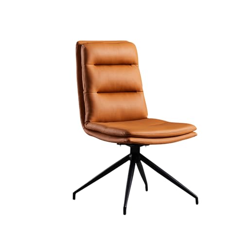 Moderne Mid-Century Drehstuhl Esszimmerstühle 6er Set - Hohe Rückenlehne, Kunstleder, Verschleißfest, Armfrei, 360° Drehung, Stilvolles Orange Gepolstertes Design für Esszimmer von Generisch