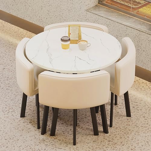 Moderne Orange Runde Konferenztisch Set - Platzsparender Esstisch & Stuhl für Empfang, Verhandlung, Küche, Wohnzimmer, Bar - Perfekt für kleine Wohnungen, Weiß Moderne Orange Runde Konferenztisch Set - Platzsparender Esstisch & Stuhl für Empfang, Verhandlung, Küche, Wohnzimmer, Bar - Perfekt für kleine Wohnungen, Weiß von Generisch