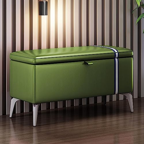 Moderne Ottoman-Bank aus Leder – Rechteckige Schuhbank für den Eingangsbereich mit gepolstertem Sitz, Massivholz, multifunktionale Aufbewahrungsboxen, stilvolle Fußstütze für Wohnzimmer und Moderne Ottoman-Bank aus Leder – Rechteckige Schuhbank für den Eingangsbereich mit gepolstertem Sitz, Massivholz, multifunktionale Aufbewahrungsboxen, stilvolle Fußstütze für Wohnzimmer und von Generisch