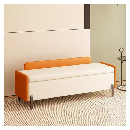 Moderne Ottoman-Bank aus PU-Leder mit dickem Kissen, cremefarben, 120 cm, stilvolle gepolsterte Fußstütze und Nizer für Wohnzimmer, Schlafzimmer und Eingangsbereich. von Generisch