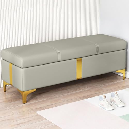 Moderne Ottoman-Bank mit Stauraum, gepolsterte Eingangsbank, Leder-Bett-Endhocker mit goldfarbenen Beinen, gepolsterter Aufbewahrungssitz mit Sicherheitsscharnier, stilvolle und funktionale Möbel für Moderne Ottoman-Bank mit Stauraum, gepolsterte Eingangsbank, Leder-Bett-Endhocker mit goldfarbenen Beinen, gepolsterter Aufbewahrungssitz mit Sicherheitsscharnier, stilvolle und funktionale Möbel für von Generisch