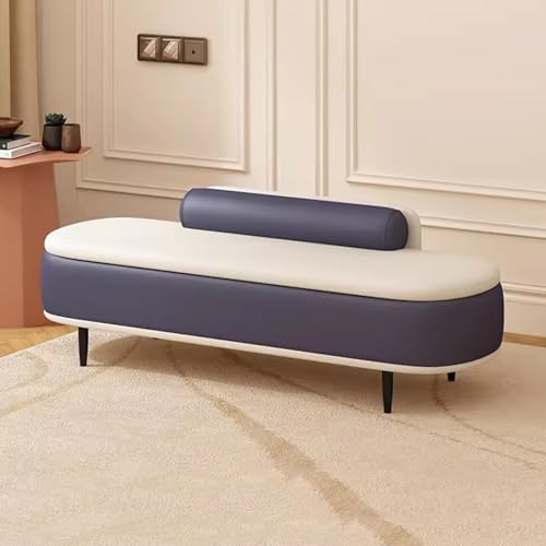 Moderne Ottomane Aufbewahrungsbank mit Lendenkissen, Eingangssitz und Aufbewahrungsbox für Wohnzimmer, Kunstleder, Fußstütze, Hocker, Dunkelblau und Beige, 60 cm Moderne Ottomane Aufbewahrungsbank mit Lendenkissen, Eingangssitz und Aufbewahrungsbox für Wohnzimmer, Kunstleder, Fußstütze, Hocker, Dunkelblau und Beige, 60 cm von Generisch