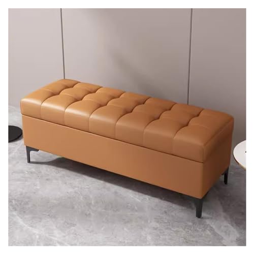 Moderne Ottomane Bank Orange Kunstleder Polsterhocker Stauraum Ottomane für Schlafzimmer Wohnzimmer Eingangsbereich 60 cm Stilvolle & funktionale Wohnkultur von Generisch