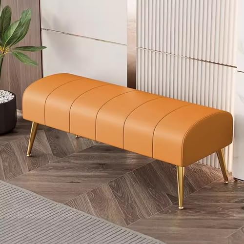 Moderne Ottomane aus Leder, rechteckiger Fußhocker für Schlafzimmer, Flur und Büro, stilvolle Sofa-Fußstütze mit goldfarbenen Beinen, 120 cm (Farbe: Grau) von Generisch