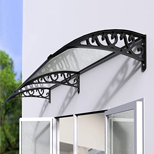 Moderne Outdoor Tür & Fenster Markise - UV- & Regenschutz, Polycarbonat-Abdeckung mit schwarzer Halterung (60 x 300 cm) für überlegenen Wetterschutz von Generisch