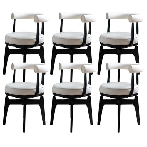 Moderne PU Leder Esszimmerstühle mit Dreharmlehnen und Rückenlehne Ergonomischer Stuhl für Esszimmer Lounge Büro oder Schminktisch 6er Set Beige Stühle von Generisch