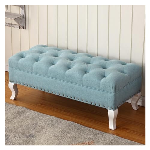 Moderne Polsterbank aus blauem Samt für Eingangsbereich oder Schlafzimmer, Dekor, stilvoller rechteckiger Fußhocker für Foyer oder Badezimmer, 100 x 45 x 40 cm Maße Moderne Polsterbank aus blauem Samt für Eingangsbereich oder Schlafzimmer, Dekor, stilvoller rechteckiger Fußhocker für Foyer oder Badezimmer, 100 x 45 x 40 cm Maße von Generisch