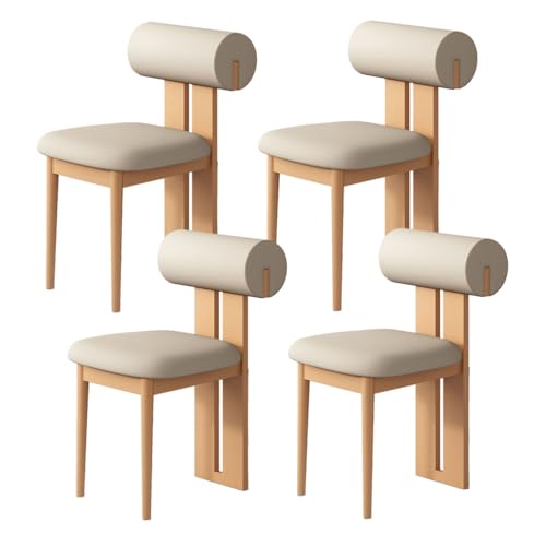 Moderne Polsterstühle Esszimmerstühle 2er 4er 6er Set Stabiler Holzrahmen mit Runder Rückenlehne Stilvoll für Esszimmer Wohnzimmer Arbeitszimmer (Dunkle Walnuss & Hellkhaki 6) von Generisch