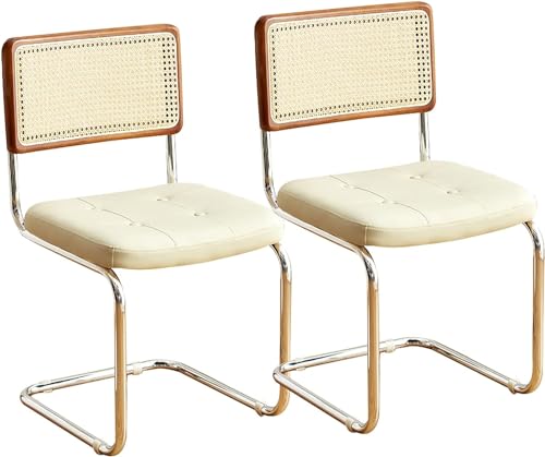 Moderne Rattan-Esszimmerstühle, 2er-Set, mit Rückenlehne, Weiß Moderne Rattan-Esszimmerstühle, 2er-Set, mit Rückenlehne, Weiß von Generisch