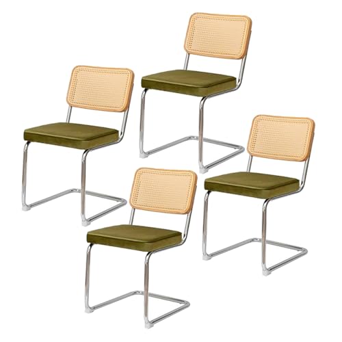 Moderne Rattan Esszimmerstühle 4er Set mit Samt gepolsterter Sitzfläche und Metallbeinen Moderne Rattan Esszimmerstühle 4er Set mit Samt gepolsterter Sitzfläche und Metallbeinen von Generisch
