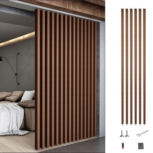 Moderne Raumteiler – Boden bis Decke Lamellenteiler für Studio, Treppe oder Wohnzimmer – dekorative Holzplatten zur Trennung der Privatsphäre – langlebiges 6-teiliges Set von Generisch
