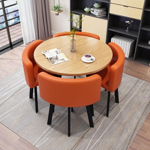 Moderne Runde Esstisch Set mit 4 Stühlen Holz Küchentisch und Stuhl Kombination für Wohnzimmer oder Esszimmer Konferenz oder Empfangsbereich Moderne Runde Esstisch Set mit 4 Stühlen Holz Küchentisch und Stuhl Kombination für Wohnzimmer oder Esszimmer Konferenz oder Empfangsbereich von Generisch