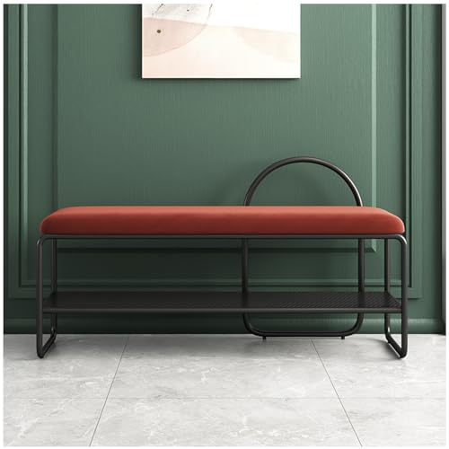 Moderne Samt-Aufbewahrungsbank mit Kissen, weich gepolstert, Schuhregal, Ottomane für Schlafzimmer, Wohnzimmer, Esszimmer, Burgunderrot/Schwarz, 80 cm, stilvoller Metallfuß Moderne Samt-Aufbewahrungsbank mit Kissen, weich gepolstert, Schuhregal, Ottomane für Schlafzimmer, Wohnzimmer, Esszimmer, Burgunderrot/Schwarz, 80 cm, stilvoller Metallfuß von Generisch