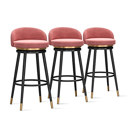 Moderne Samt Barhocker 3er Set Drehstühle Thekenhöhe Stühle mit Rückenlehne für Kücheninsel und Frühstücksbar gepolstert und stilvolle Küchenhocker Moderne Samt Barhocker 3er Set Drehstühle Thekenhöhe Stühle mit Rückenlehne für Kücheninsel und Frühstücksbar gepolstert und stilvolle Küchenhocker von Generisch
