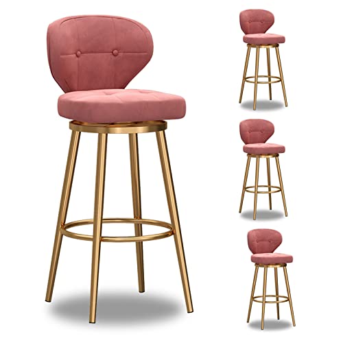 Moderne Samt Drehhocker Thekenhocker Set von 4-360° drehbar Barhocker mit Rückenlehne für Kücheninsel - Stilvolle rosa Esszimmerstühle, Sitzhöhe 65cm Moderne Samt Drehhocker Thekenhocker Set von 4-360° drehbar Barhocker mit Rückenlehne für Kücheninsel - Stilvolle rosa Esszimmerstühle, Sitzhöhe 65cm von Generisch
