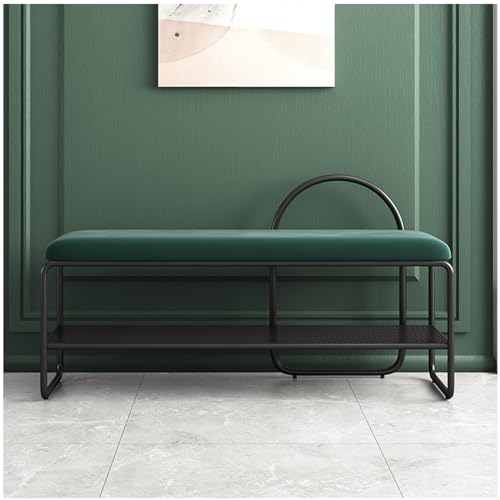 Moderne Samt-Eingangsbank mit Kissen, weich gepolstertes Schuhregal, Ottomane mit Metallfuß, vielseitige Bettbank für Wohnzimmer, Schlafzimmer, Esszimmer, Grün/Schwarz, 100 cm Moderne Samt-Eingangsbank mit Kissen, weich gepolstertes Schuhregal, Ottomane mit Metallfuß, vielseitige Bettbank für Wohnzimmer, Schlafzimmer, Esszimmer, Grün/Schwarz, 100 cm von Generisch