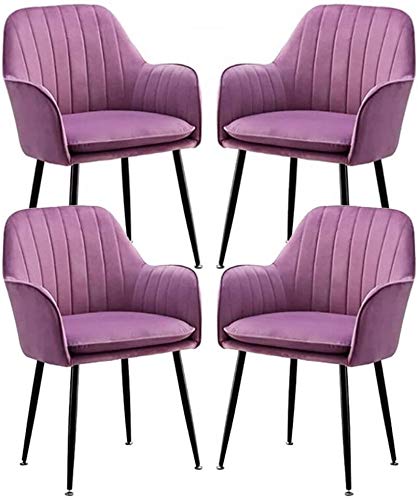 Moderne Samt-Esszimmerstühle mit Armlehnen und Rückenlehne, Set mit 4 stabilen Metallfüßen, ideal für Küche oder Esszimmer, stilvolle violette Farboption Moderne Samt-Esszimmerstühle mit Armlehnen und Rückenlehne, Set mit 4 stabilen Metallfüßen, ideal für Küche oder Esszimmer, stilvolle violette Farboption von Generisch