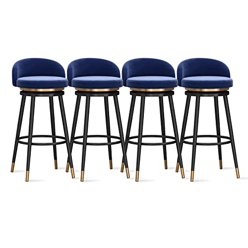 Moderne Samt Frühstücksbarstühle Set mit 4 Drehstühlen mit Rückenlehne für Kücheninsel oder Restaurant Moderne Samt Frühstücksbarstühle Set mit 4 Drehstühlen mit Rückenlehne für Kücheninsel oder Restaurant von Generisch