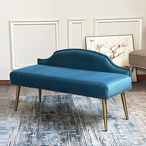 Moderne Samt-Schlafzimmerbank mit Rückenlehne, Hellblau, 120 x 40 x 66 cm von Generisch