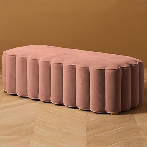 Moderne Samt-gepolsterte Eingangsbank, luxuriöse und stabile Fußstütze, hält bis zu 180 kg, stilvoller Bettendsitz (90 x 45 x 40 cm), rosa Akzentmöbel von Generisch