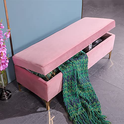 Moderne Samt gepolsterte Ottomane Bank mit Metallbeinen Rosa Stauraum Fußstütze für Wohnzimmer Eingangsbereich Schlafzimmer 90 x 45 x 4 cm Stilvolle dekorative Aufbewahrungsmöbel Moderne Samt gepolsterte Ottomane Bank mit Metallbeinen Rosa Stauraum Fußstütze für Wohnzimmer Eingangsbereich Schlafzimmer 90 x 45 x 4 cm Stilvolle dekorative Aufbewahrungsmöbel von Generisch