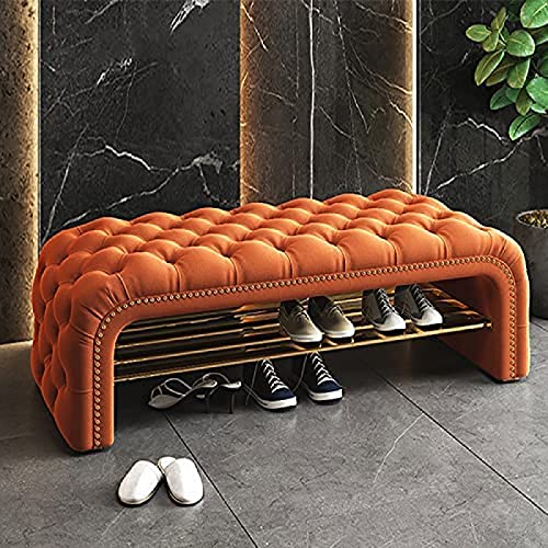 Moderne Samtbank mit Schuhschnitzer, bequemer Bettendsitz, stilvoller orangefarbener Ottomane, 100 x 40 x 45 cm, perfekt für Eingangsbereich und Schlafzimmer Moderne Samtbank mit Schuhschnitzer, bequemer Bettendsitz, stilvoller orangefarbener Ottomane, 100 x 40 x 45 cm, perfekt für Eingangsbereich und Schlafzimmer von Generisch