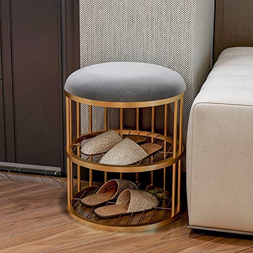 Moderne Schuhbank aus Samt mit Ablagen 2 in 1 Design für Eingangsbereich Wohnzimmer Schlafzimmer Grau von Generisch