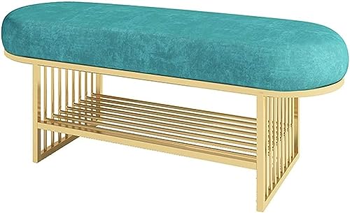 Moderne Schuhbank mit Kissen – Stilvoller blauer gepolsterter Eingangshocker – Metallrahmen Schuhregal – vielseitiges Ende des Bettes – Heimdekor-Möbel Moderne Schuhbank mit Kissen – Stilvoller blauer gepolsterter Eingangshocker – Metallrahmen Schuhregal – vielseitiges Ende des Bettes – Heimdekor-Möbel von Generisch