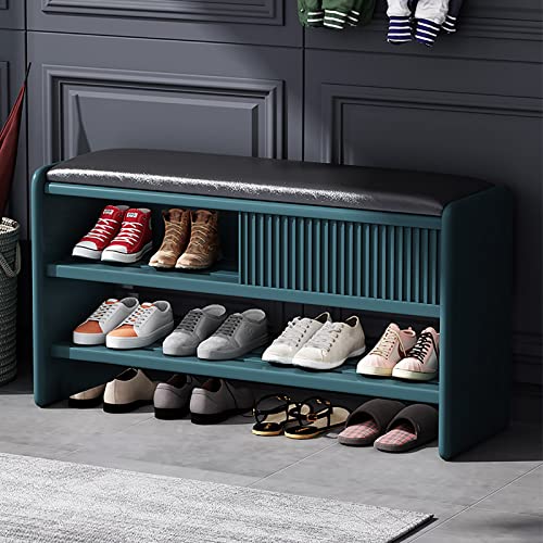 Moderne Schuhbank mit Lederkissen, Holz-Eingangsbank, gepolsterter Schuhschrank und Flur-Organizer, stabiles Schuhregal, Möbel für Zuhause und Eingangsbereich (blau-schwarzer Sitz, 80 x 30 x 45 cm Moderne Schuhbank mit Lederkissen, Holz-Eingangsbank, gepolsterter Schuhschrank und Flur-Organizer, stabiles Schuhregal, Möbel für Zuhause und Eingangsbereich (blau-schwarzer Sitz, 80 x 30 x 45 cm von Generisch