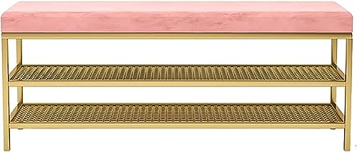 Moderne Schuhbank mit gepolstertem Sitz, 2-stöckiger Metallrahmen für Eingangsbereich, Schlafzimmer oder Wohnzimmer von Generisch