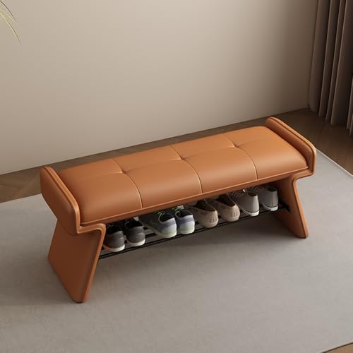 Moderne Schuhregal Bank mit gepolstertem Sitzkissen 80 cm Aufbewahrungsbank für Schlafzimmer Flur Wohnzimmer - Stilvoller orangefarbener Eingangsbereich für Schuhe und Essentials Moderne Schuhregal Bank mit gepolstertem Sitzkissen 80 cm Aufbewahrungsbank für Schlafzimmer Flur Wohnzimmer - Stilvoller orangefarbener Eingangsbereich für Schuhe und Essentials von Generisch