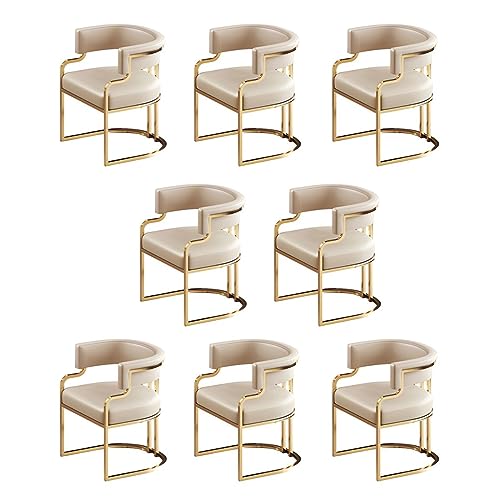 Moderne Sessel mit niedriger Rückenlehne, 2er-Set, mit Kunstleder-Sitzfläche und Messingbeinen, Weiß, stilvolle Möbel für Küche oder Esszimmer, ideal für Milchteeshop, 8-teiliges von Generisch